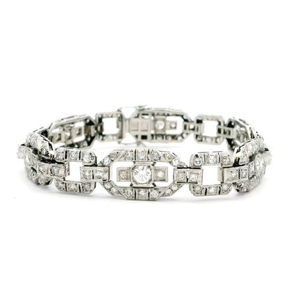 Art Deco Old Cut Diamond Plaque Bracelet
