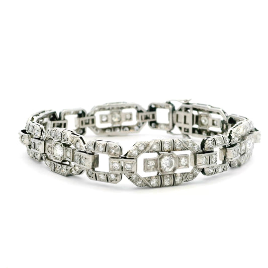 Art Deco Old Cut Diamond Plaque Bracelet