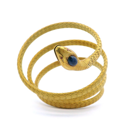 Vintage Yellow Gold Coiled Snake Bangle