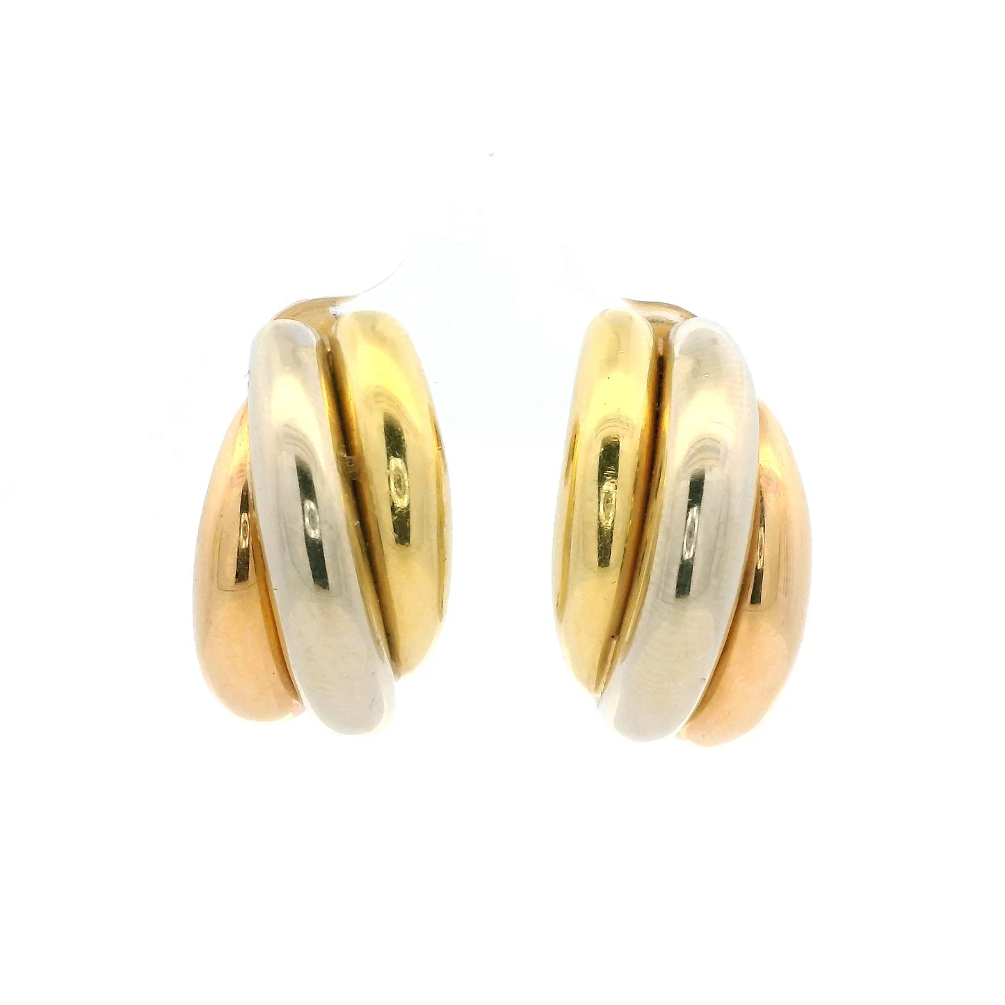 Fred Yellow, White And Rose Gold Trinity Half Hoop Earrings