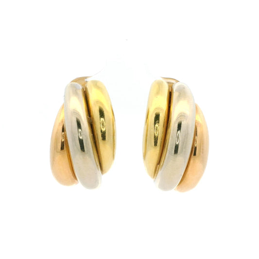 Fred Yellow, White And Rose Gold Trinity Half Hoop Earrings