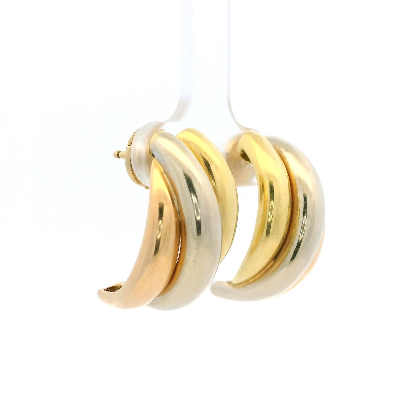 Fred Yellow, White And Rose Gold Trinity Half Hoop Earrings