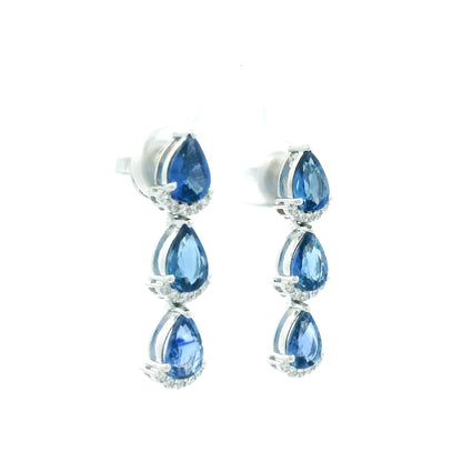 4.80ct Pear Cut Sapphire And Diamond Drop Earrings