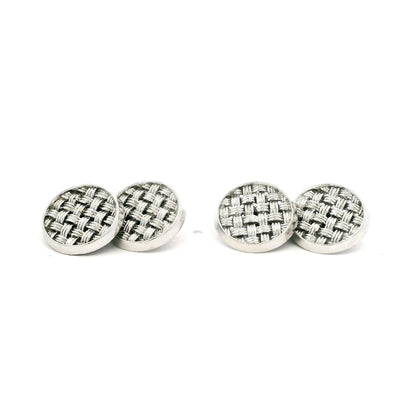 Pierre Sterlé White Gold Round Woven Cufflinks