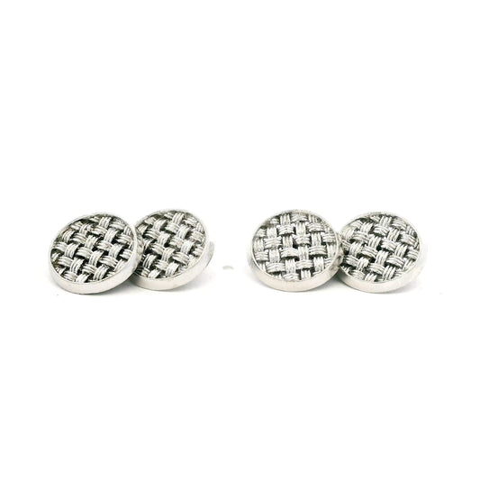 Pierre Sterlé White Gold Round Woven Cufflinks