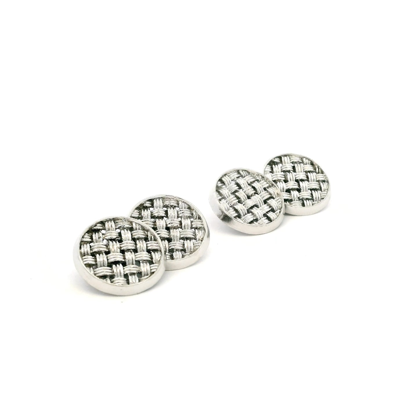 Pierre Sterlé White Gold Round Woven Cufflinks