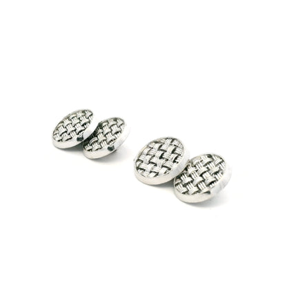 Pierre Sterlé White Gold Round Woven Cufflinks