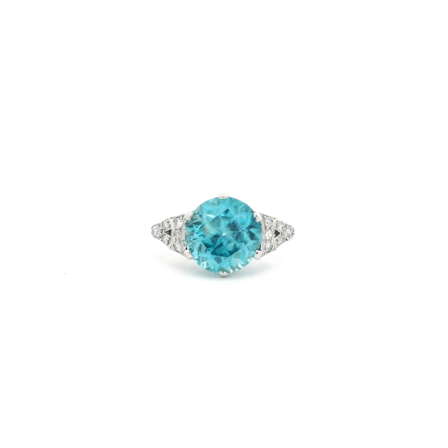 5.65ct Round Blue Zircon Solitaire Ring