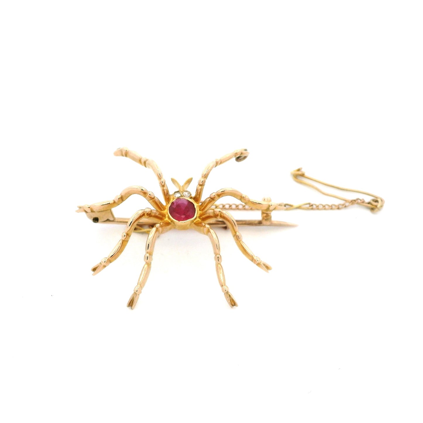 Ruby Set Yellow Gold Spider Brooch