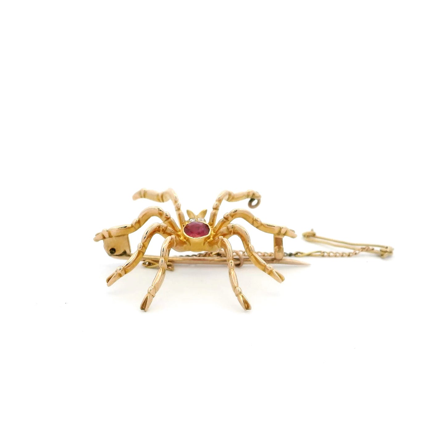Ruby Set Yellow Gold Spider Brooch