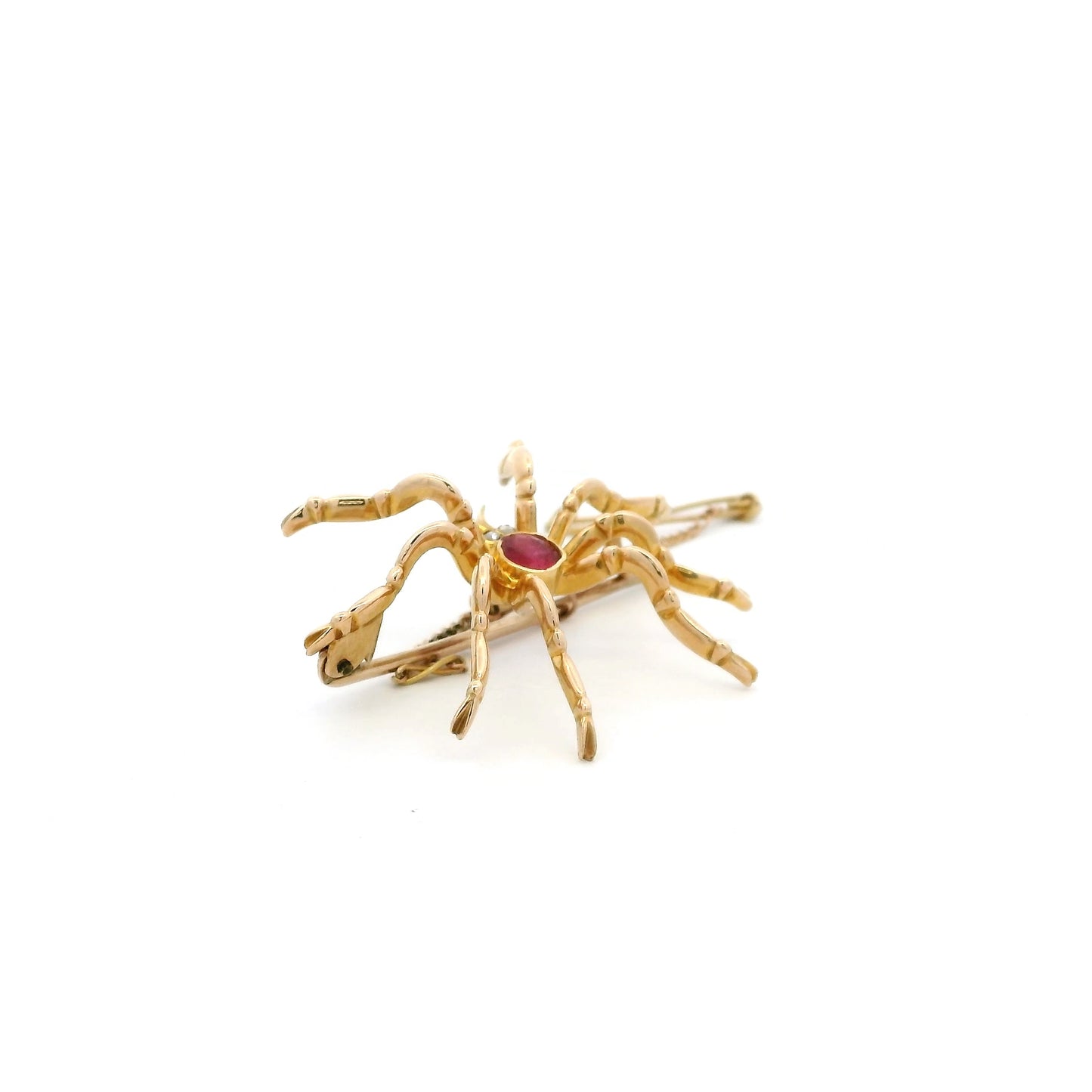 Ruby Set Yellow Gold Spider Brooch