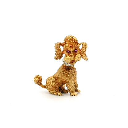 Yellow Gold Poodle Brooch