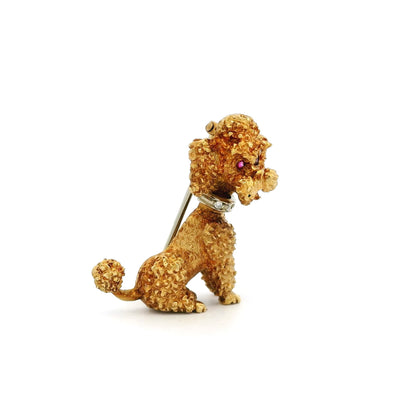 Yellow Gold Poodle Brooch