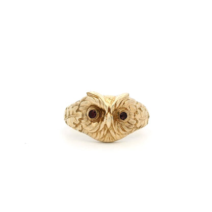 Vintage Yellow Gold Owl Ring