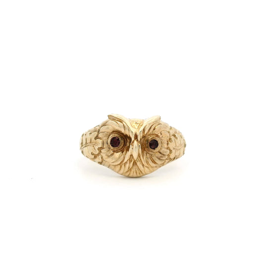 Vintage Yellow Gold Owl Ring