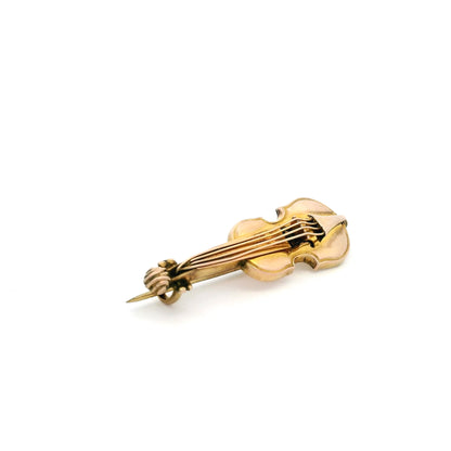 Yellow Gold Violin Brooch