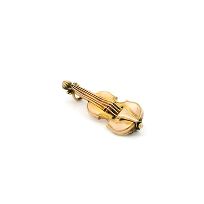 Yellow Gold Violin Brooch