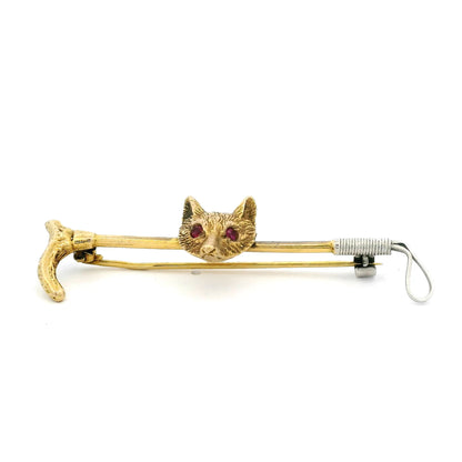 Vintage Yellow Gold Fox Head And Crop Brooch