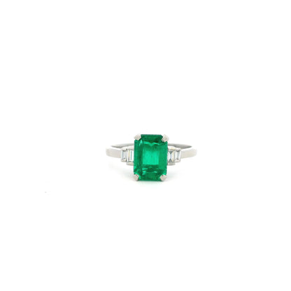 1.66ct Certified Columbian Emerald Cut Emerald Solitaire Ring