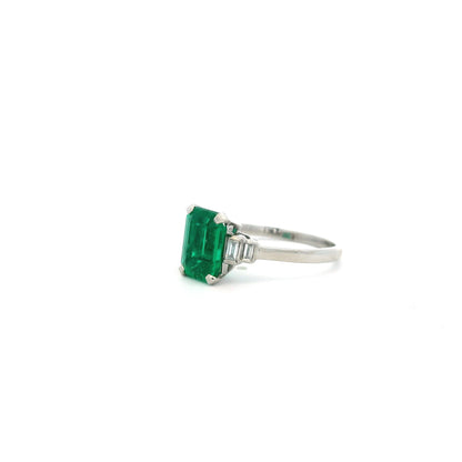 1.66ct Certified Columbian Emerald Cut Emerald Solitaire Ring