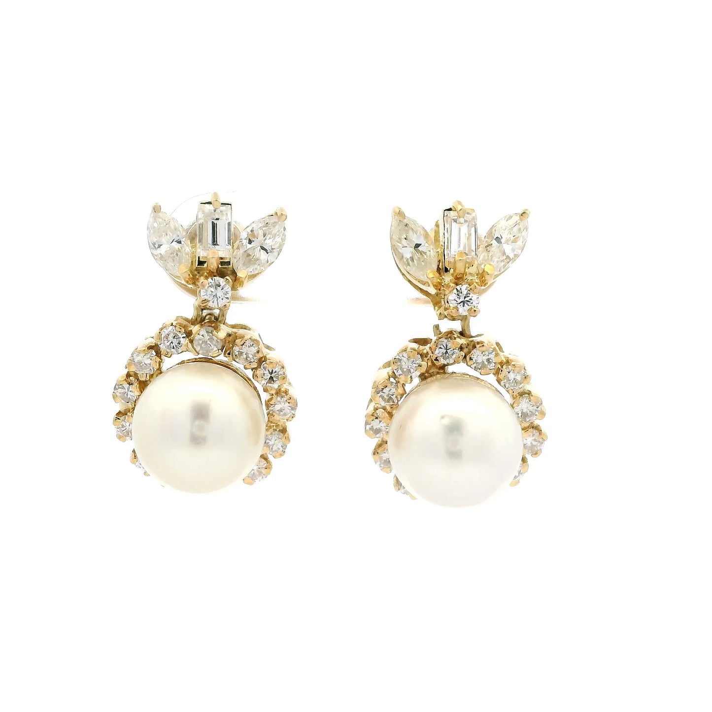Pearl And Diamond Drop Earrings
