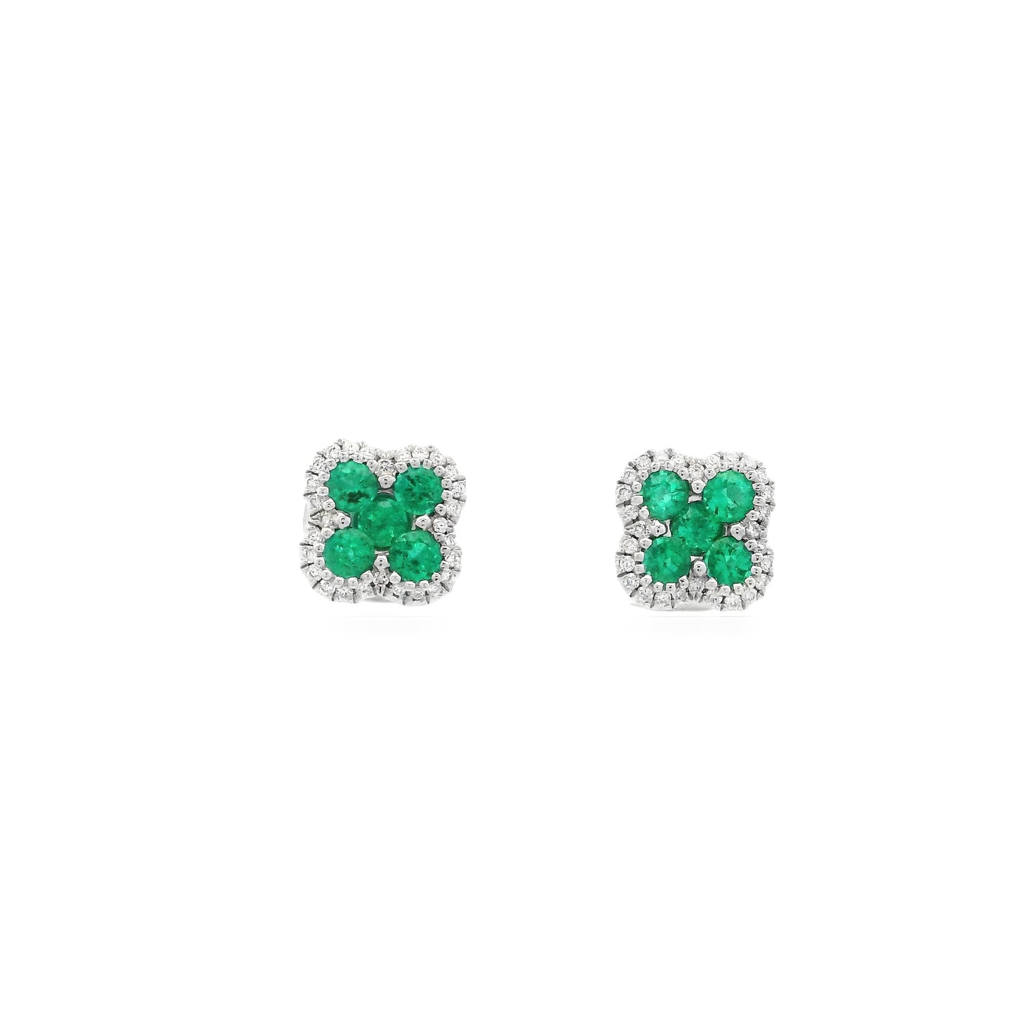 0.71ct Emerald And Diamond Quatrefoil Stud Earrings