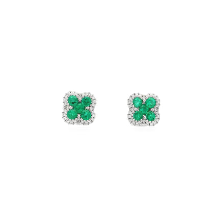 0.71ct Emerald And Diamond Quatrefoil Stud Earrings