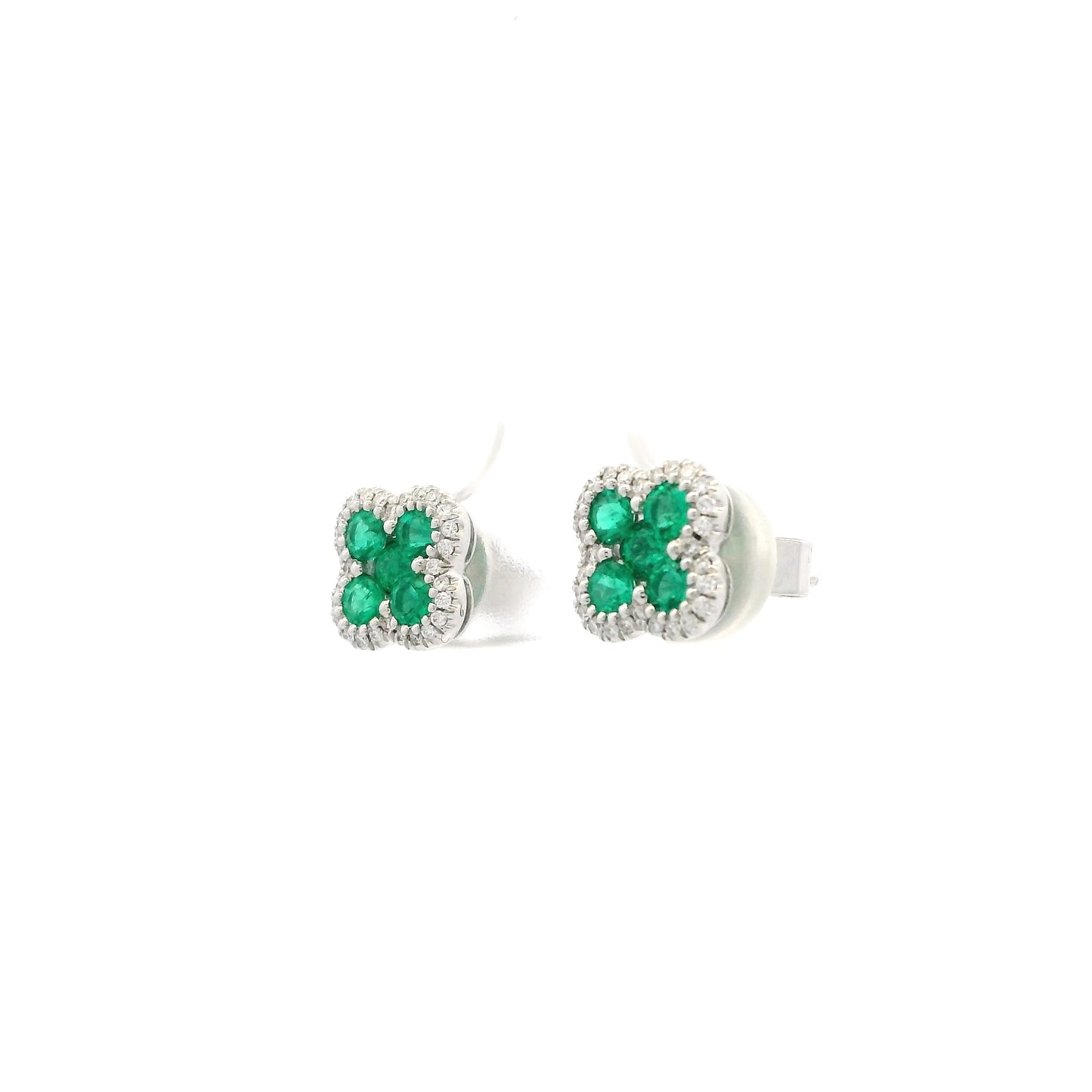 0.71ct Emerald And Diamond Quatrefoil Stud Earrings