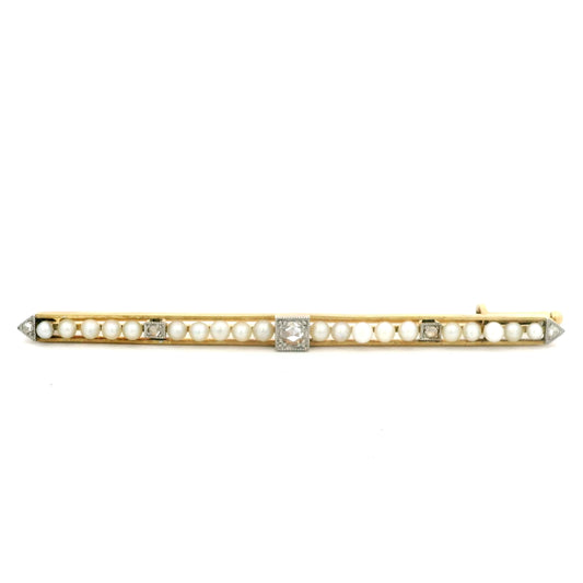 Pearl And Diamond Bar Brooch