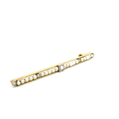 Pearl And Diamond Bar Brooch