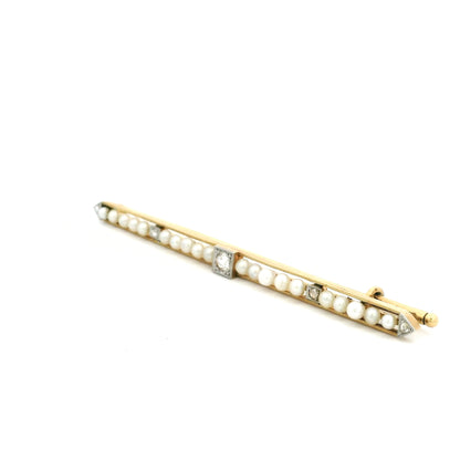 Pearl And Diamond Bar Brooch