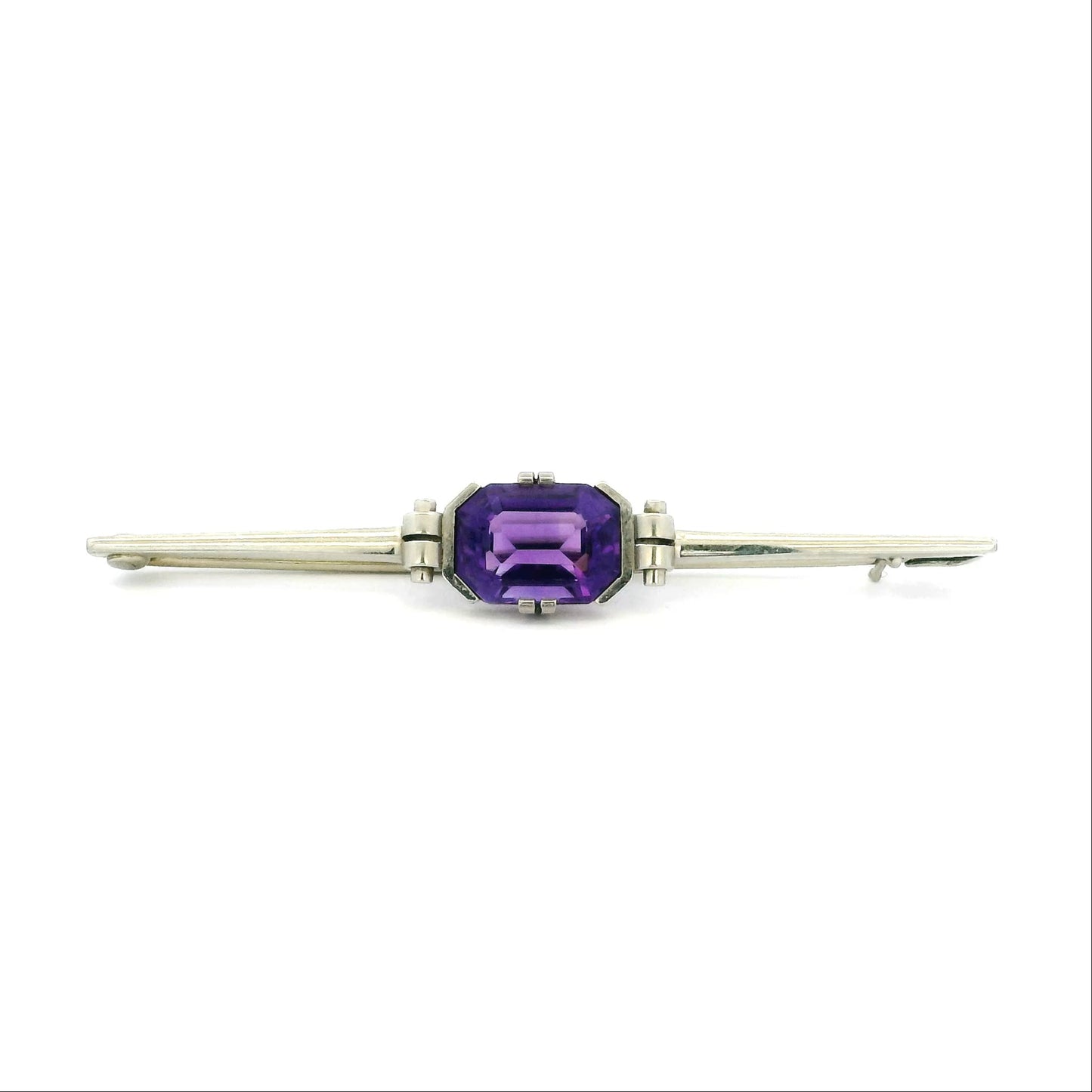 2.25ct Emerald Cut Amethyst Brooch