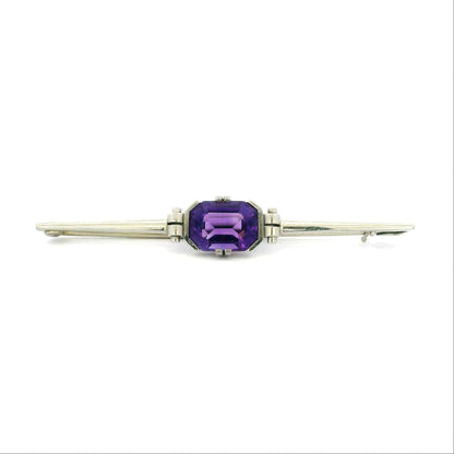 2.25ct Emerald Cut Amethyst Brooch