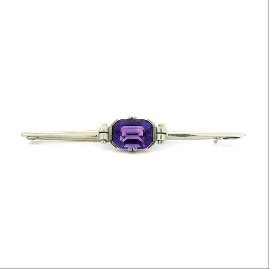 2.25ct Emerald Cut Amethyst Brooch