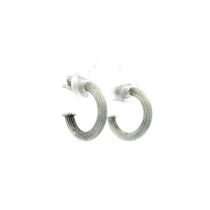Theo Fennell White Gold Ribbed Hoops