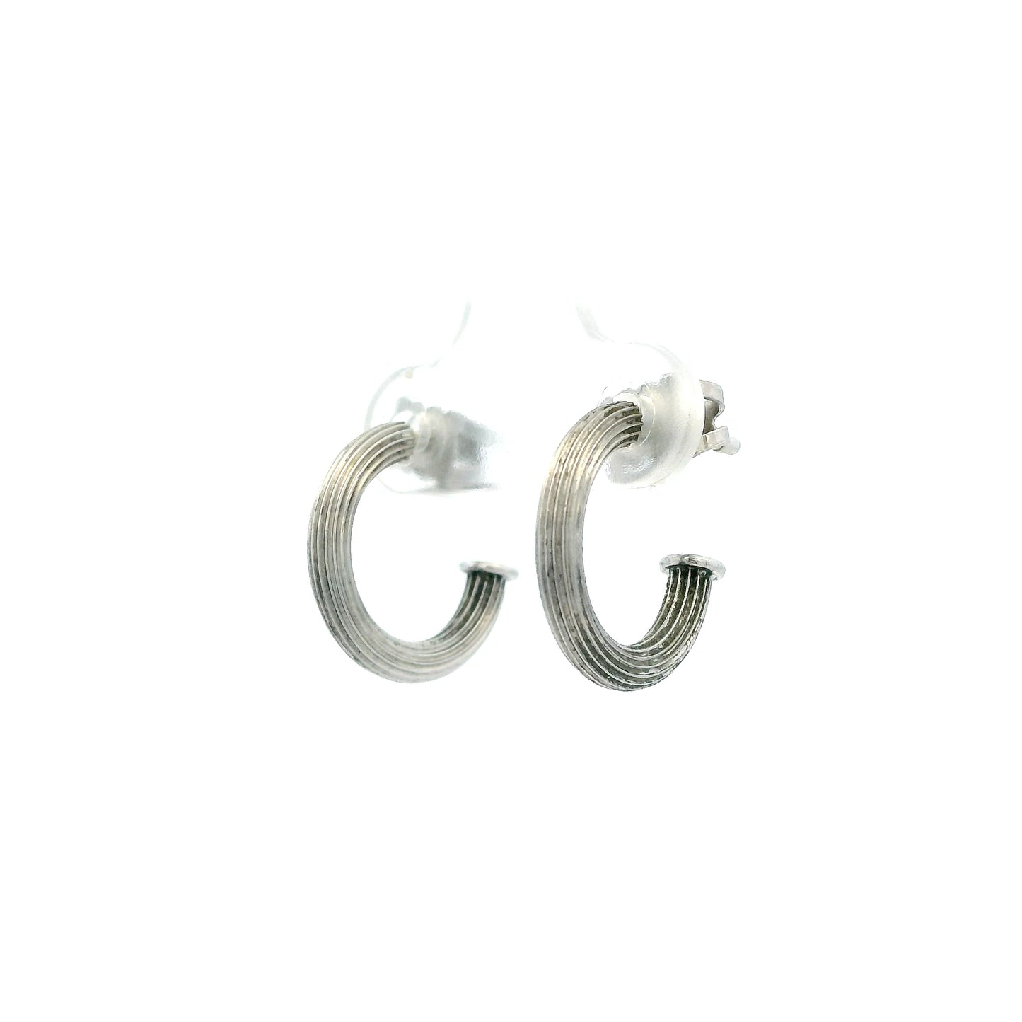 Theo Fennell White Gold Ribbed Hoops