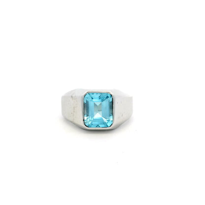 4.50ct Emerald Cut Blue Topaz Solitaire Ring