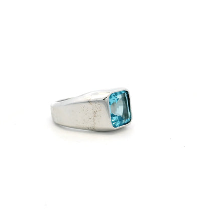 4.50ct Emerald Cut Blue Topaz Solitaire Ring