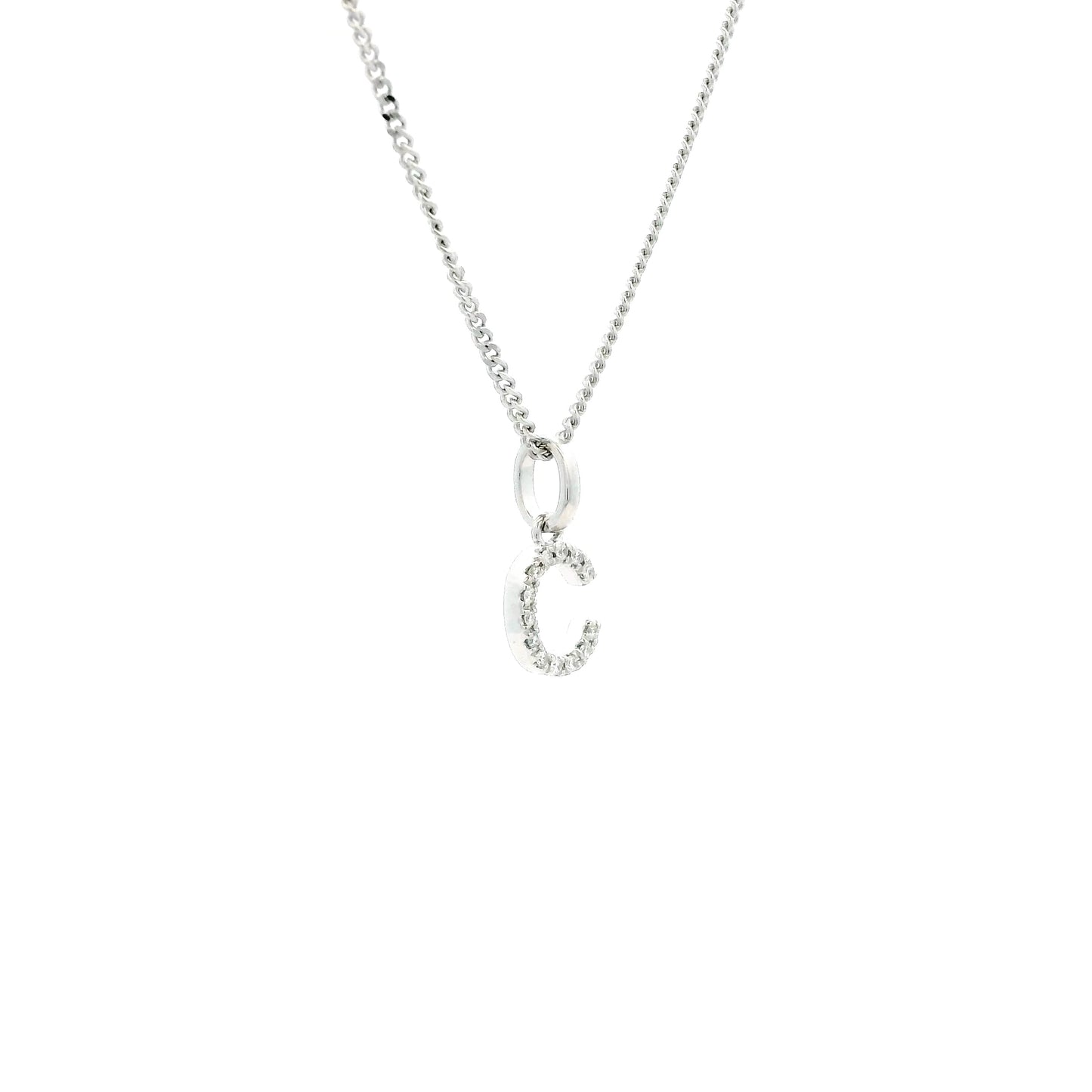 White Gold Diamond Set Initial Letter Pendant
