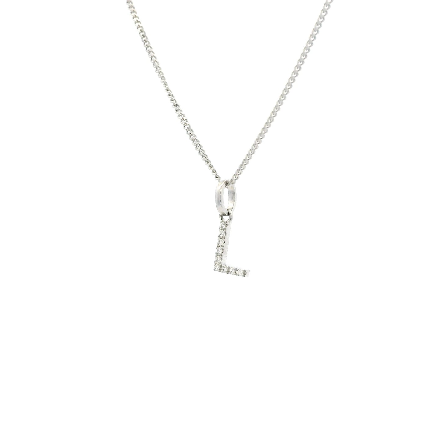 White Gold Diamond Set Initial Letter Pendant