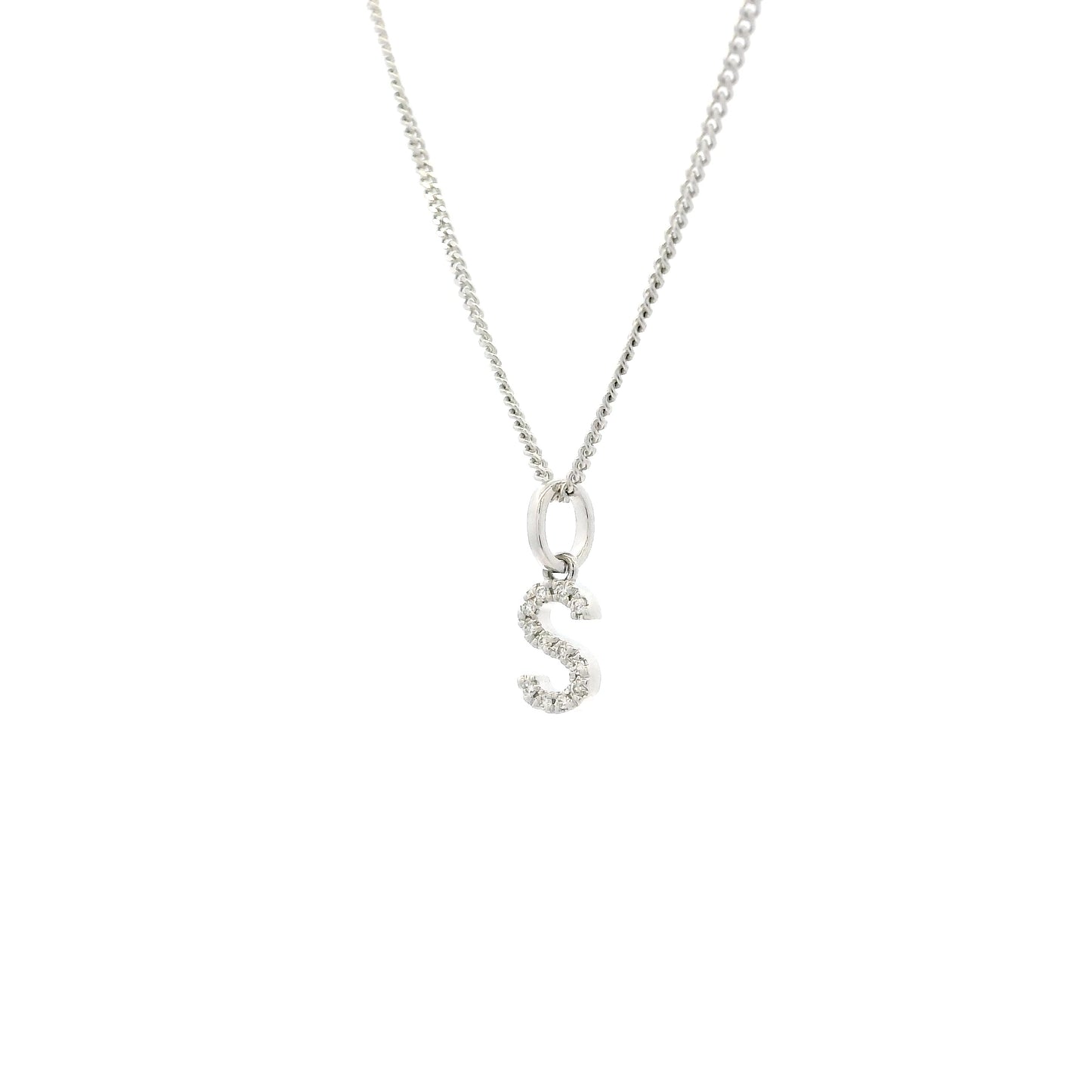 White Gold Diamond Set Initial Letter Pendant