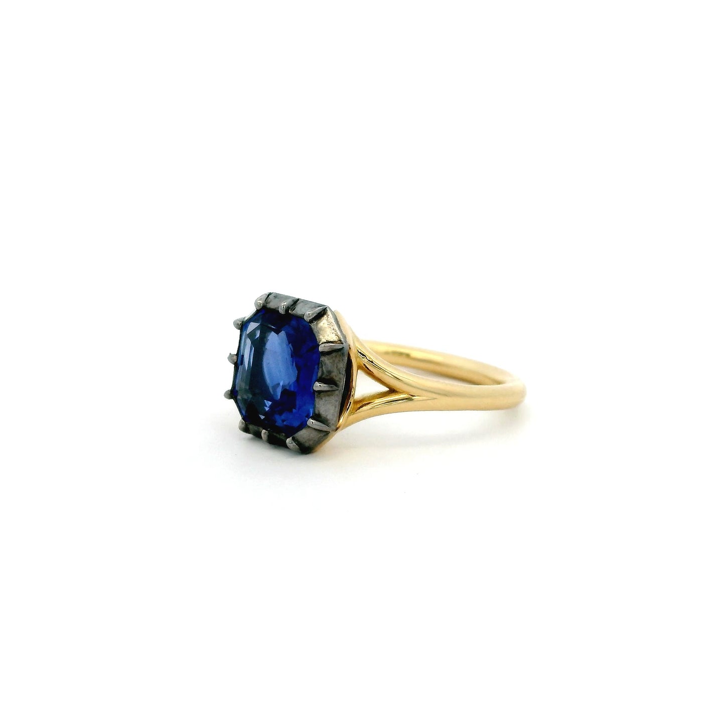 3.72ct Square Sapphire Georgian Style Solitaire Ring