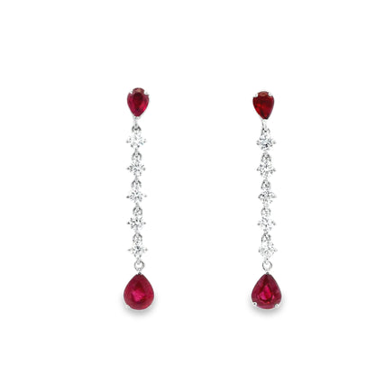 Gem Set And Diamond Line Drop Earrings