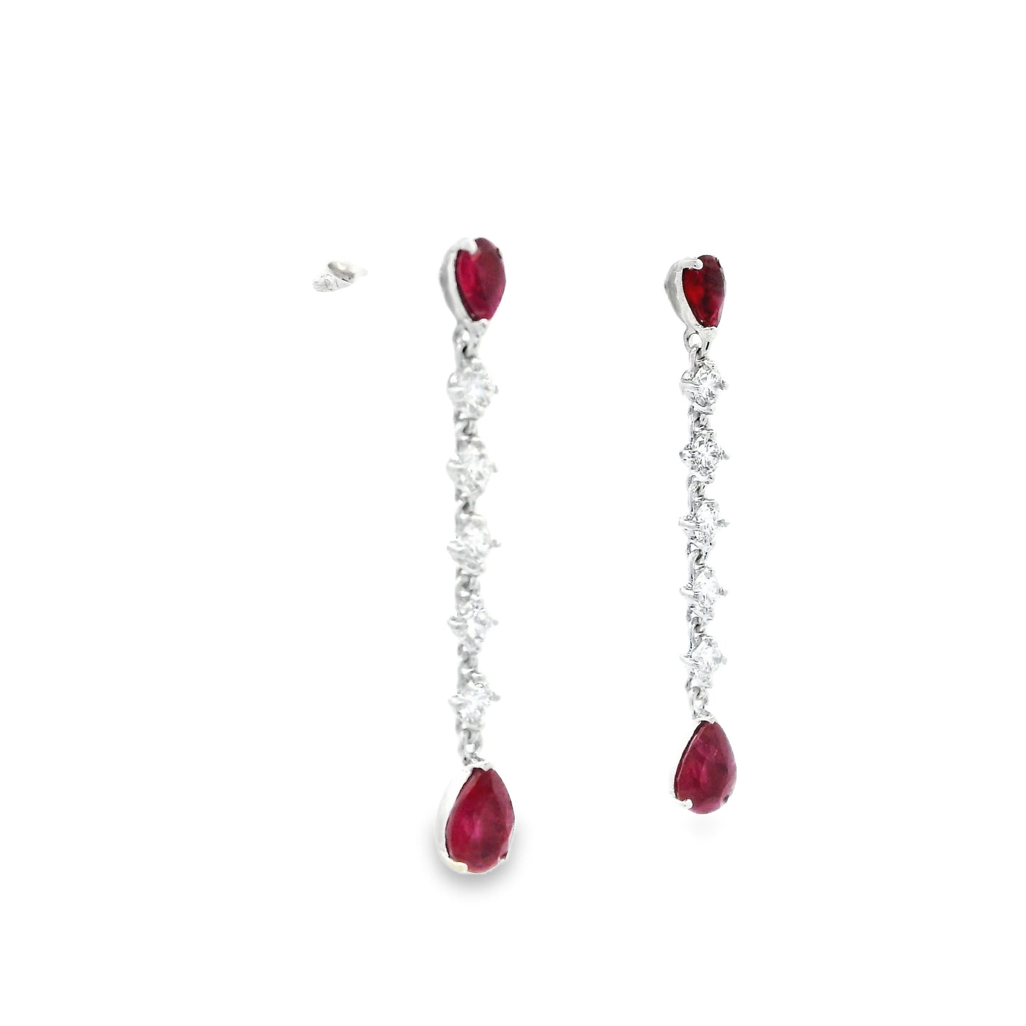 Gem Set And Diamond Line Drop Earrings