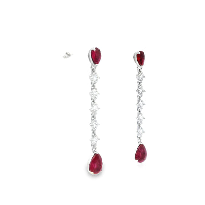 Gem Set And Diamond Line Drop Earrings