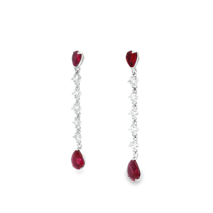 Gem Set And Diamond Line Drop Earrings