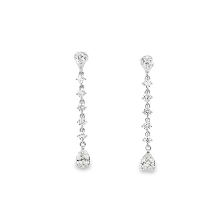 Gem Set And Diamond Line Drop Earrings