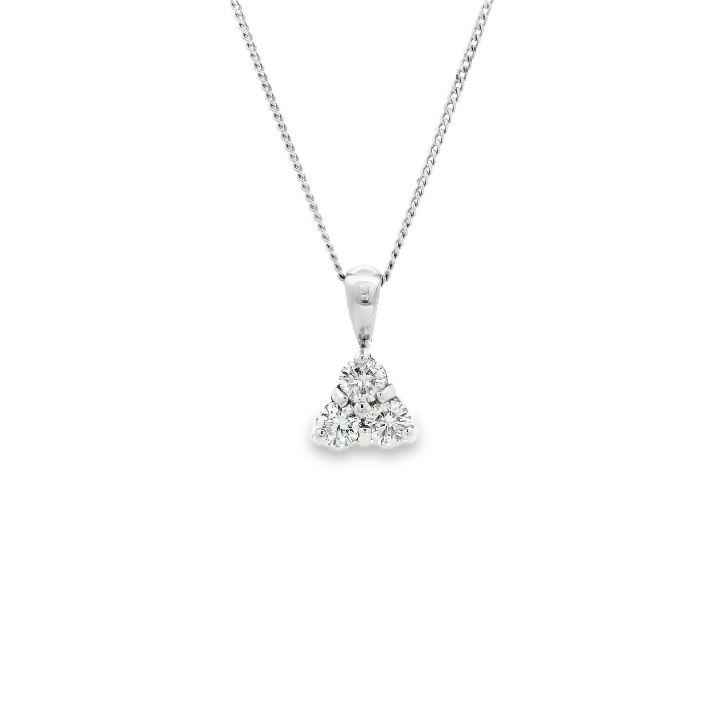 18ct White Gold 0.51ct Round Diamond Trefoil Pendant