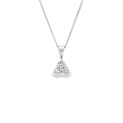 18ct White Gold 0.51ct Round Diamond Trefoil Pendant