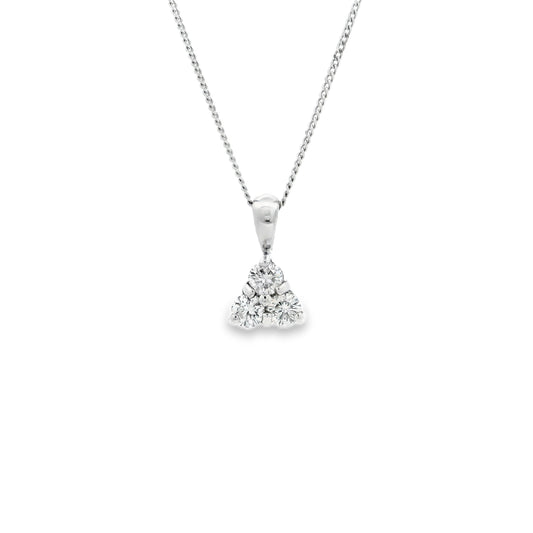18ct White Gold 0.51ct Round Diamond Trefoil Pendant